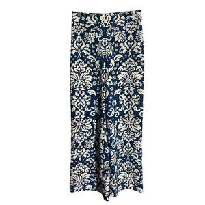 Rachel Zoe Womens Blue & White Damask Print Pants Size S Polyester Wide Leg
